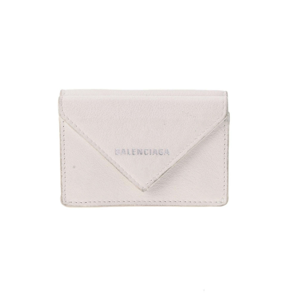 BALENCIAGA Paper Wallet White Calfskin Tri fold